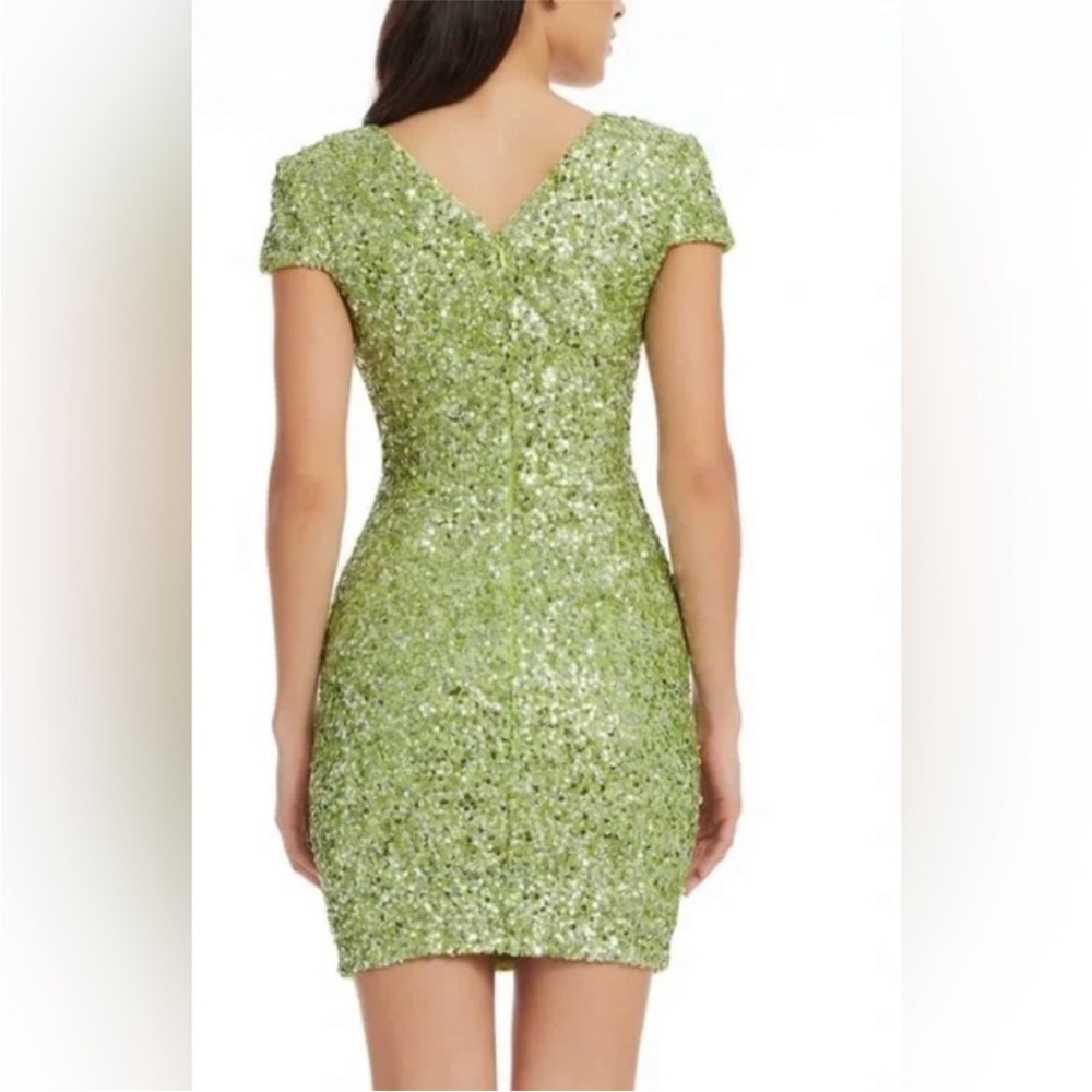 Dress the population lime green XXS sequined mini dress - Picture 8 of 8